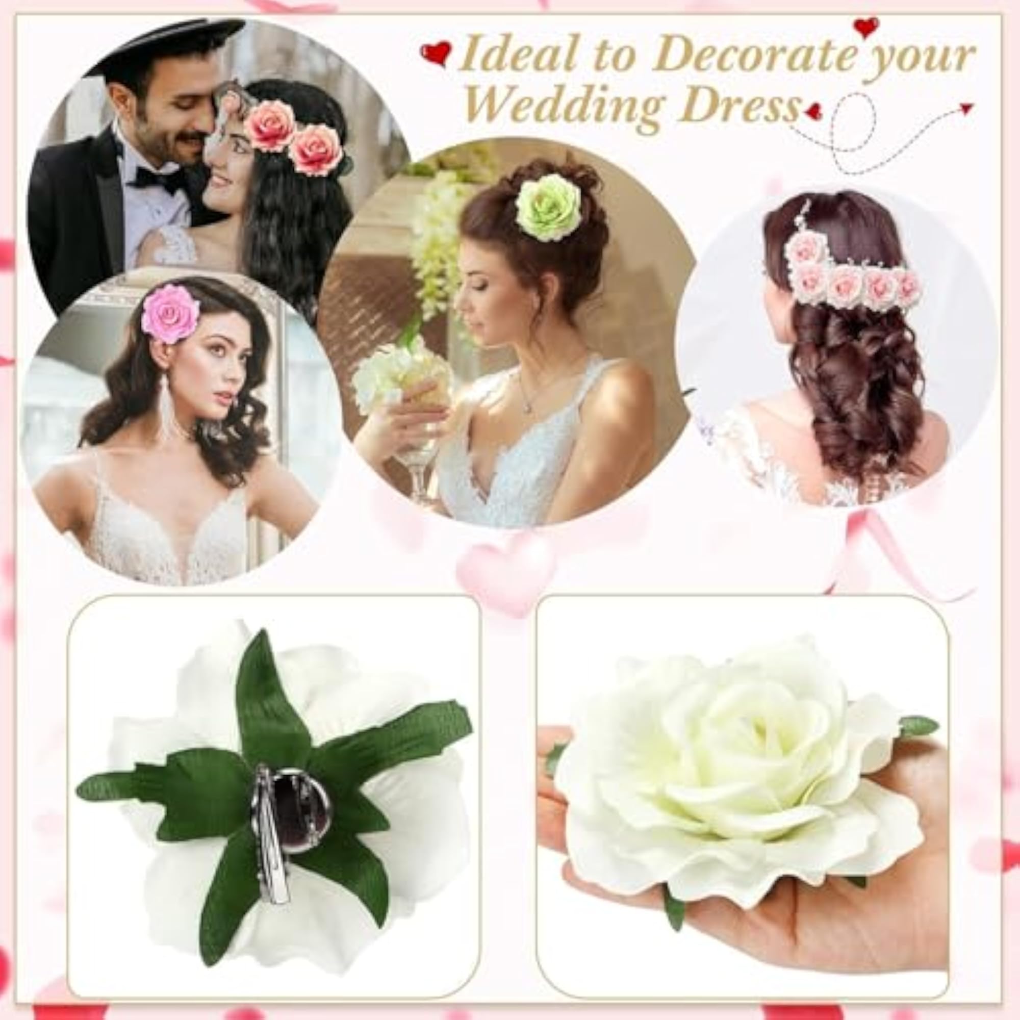 Artificial Red Rose Flower Hair Clip Juda Pin